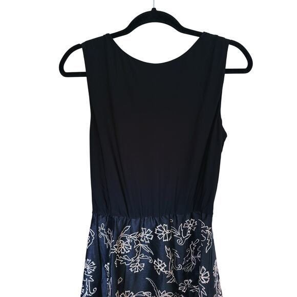 Eshakti Jersey Knit Embroidery Dupioni Dress Black Gold Floral Size 10 Old Money - Picture 5 of 12